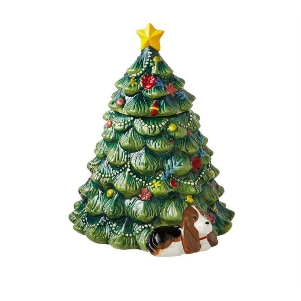 NEW Pioneer Woman Wishful Winter Charlie Christmas Tree Cookie Jar 2022 Dog